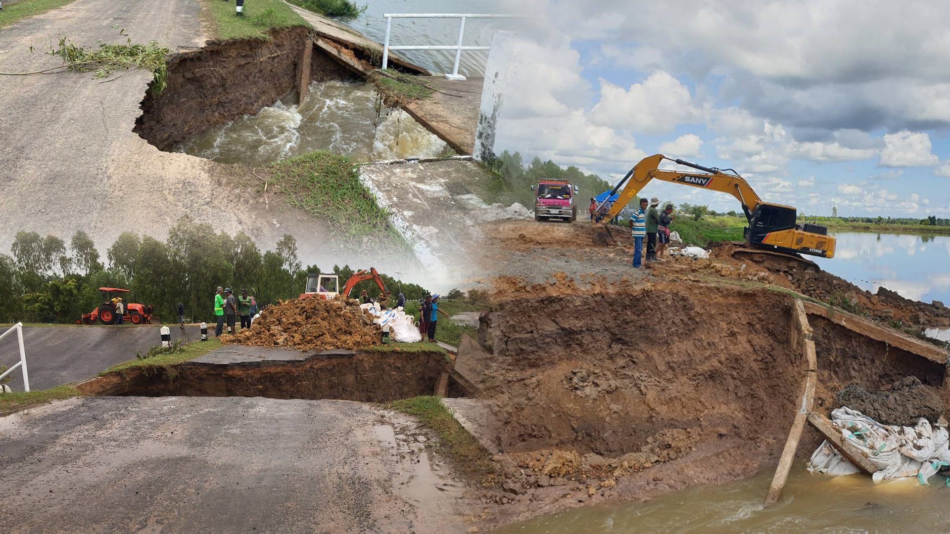 ชลประทานวางบิ๊กแบ็ก หวังลดการกัดเซาะทำนบดิน อ่างฯลำตะโคง จ.บุรีรัมย์ 1 บิ๊กแบ็ก3