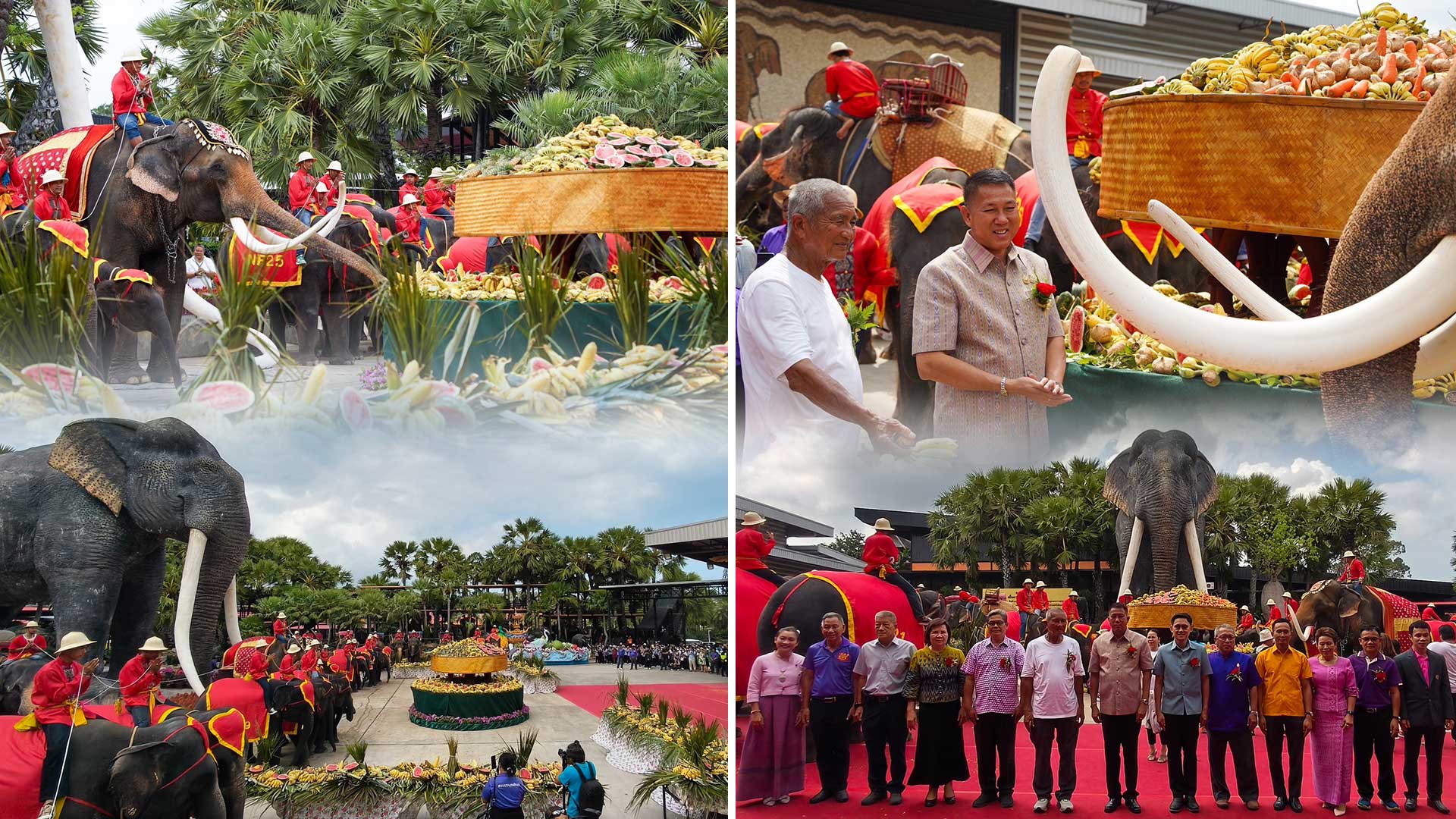 สวนนงนุชพัทยา จัดงานใหญ่วันช้างไทย 13 มีนาคมของทุกปีพร้อมเลี้ยงบุฟเฟต์ขันโตกผลไม้ยักษ์สูงกว่า 3 เมตร 1 สวนนงนุชพัทยา3