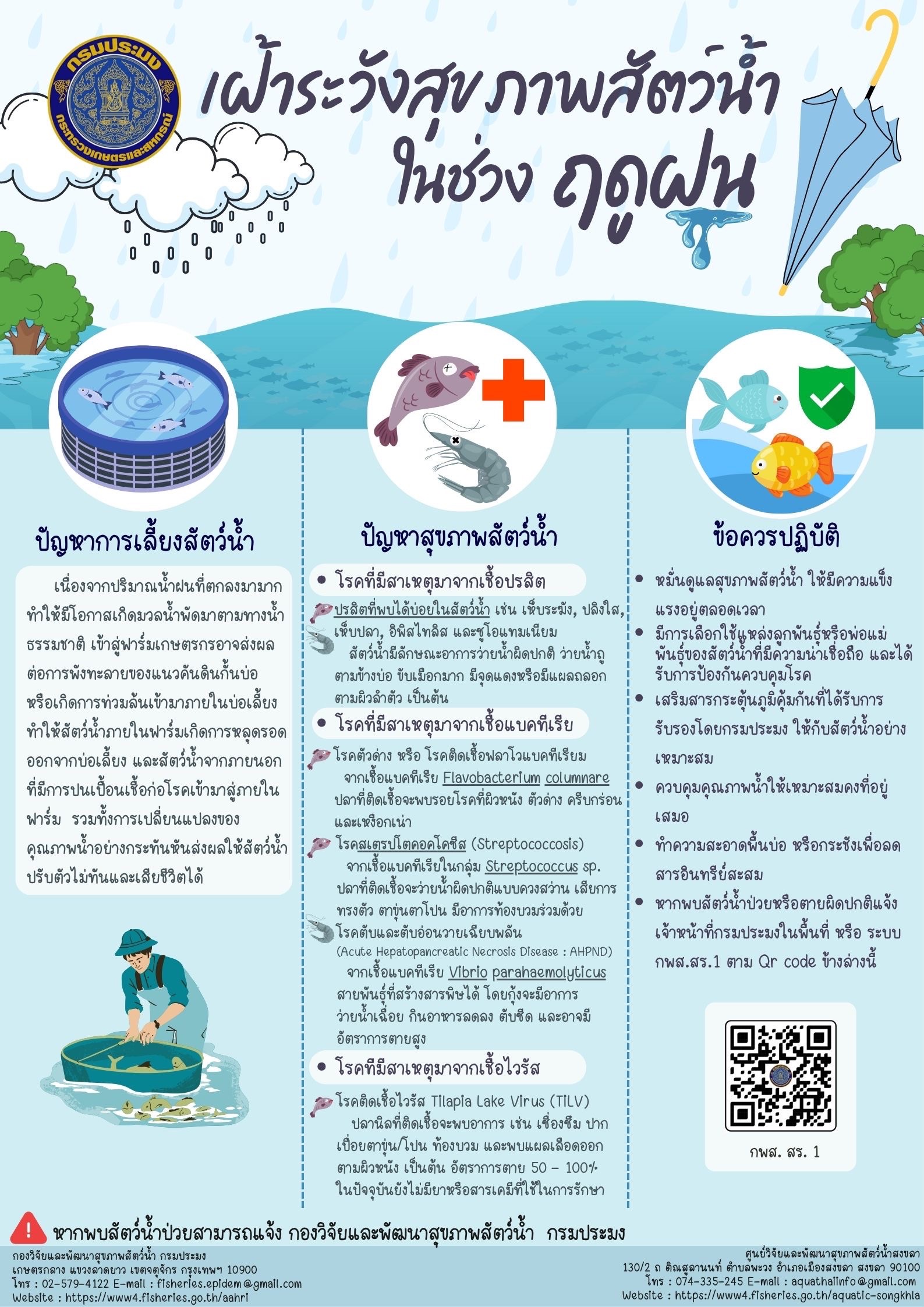 กรมประมง เตือนเกษตรกรเฝ้าระวังโรคสัตว์น้ำที่มาพร้อมกับหน้าฝนพร้อมแนะแนวทางการเลี้ยงและการป้องกันเพื่อช่วยลดความสูญเสีย 5 482610