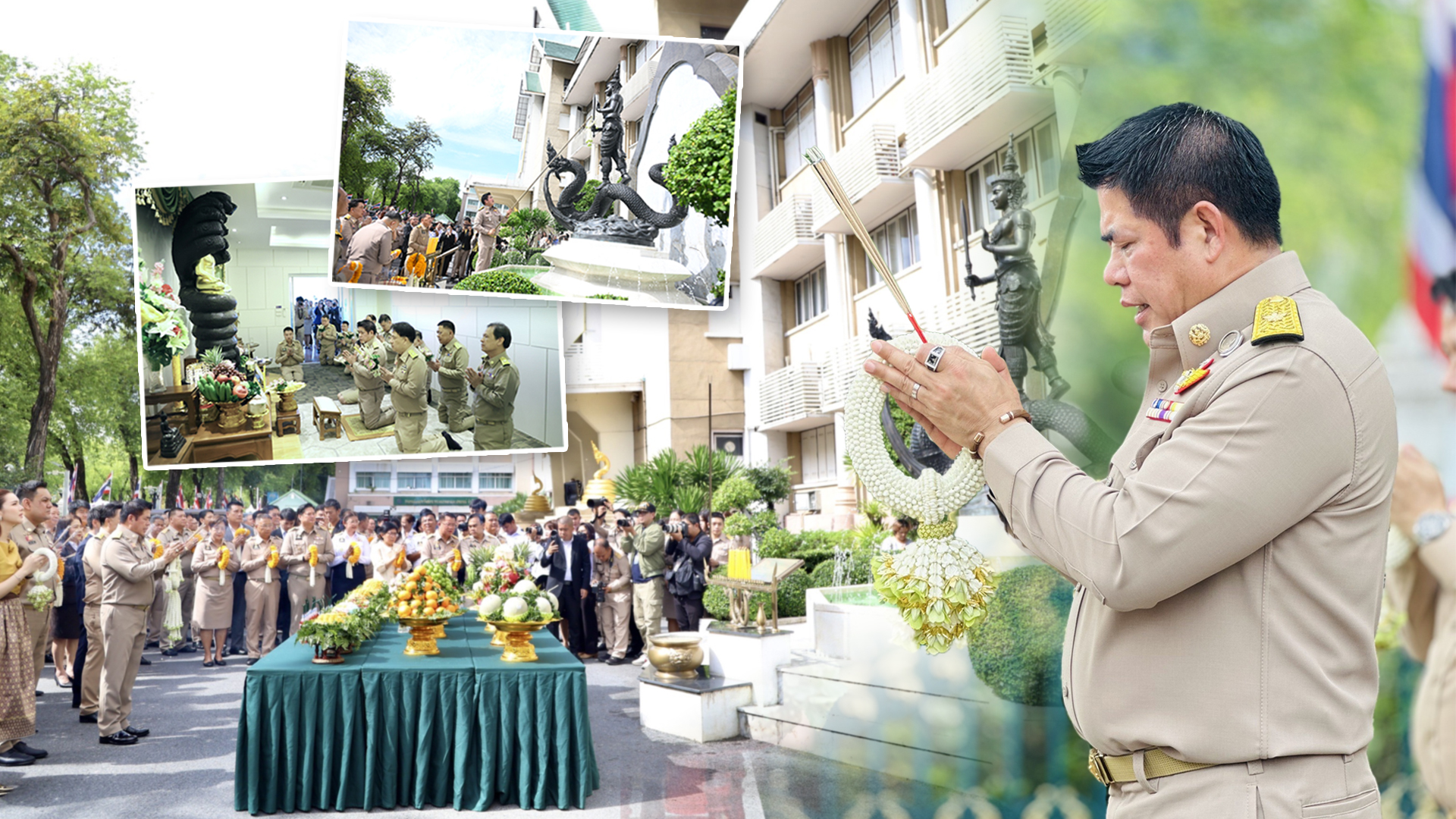 รมว.เกษตรฯ“ธรรมนัส” นำทีมรัฐมนตรีช่วยฯ เข้าสักการะสิ่งศักดิ์สิทธิ์ประจำกระทรวงเกษตรและสหกรณ์ ชูแก้ปัญหาราคาสินค้าเกษตรขยับสูงขึ้นภายใน 3 เดือน 1 นำทีมรัฐมนตรีช่วยฯ2