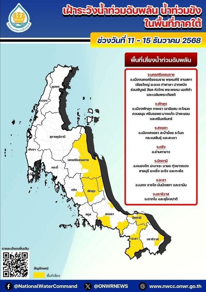 กรมชลฯ สั่งเฝ้าระวังและเตรียมเครื่องจักรรับมือฝนหนักภาคใต้ 11–15 ธ.ค. นี้ 5 980422