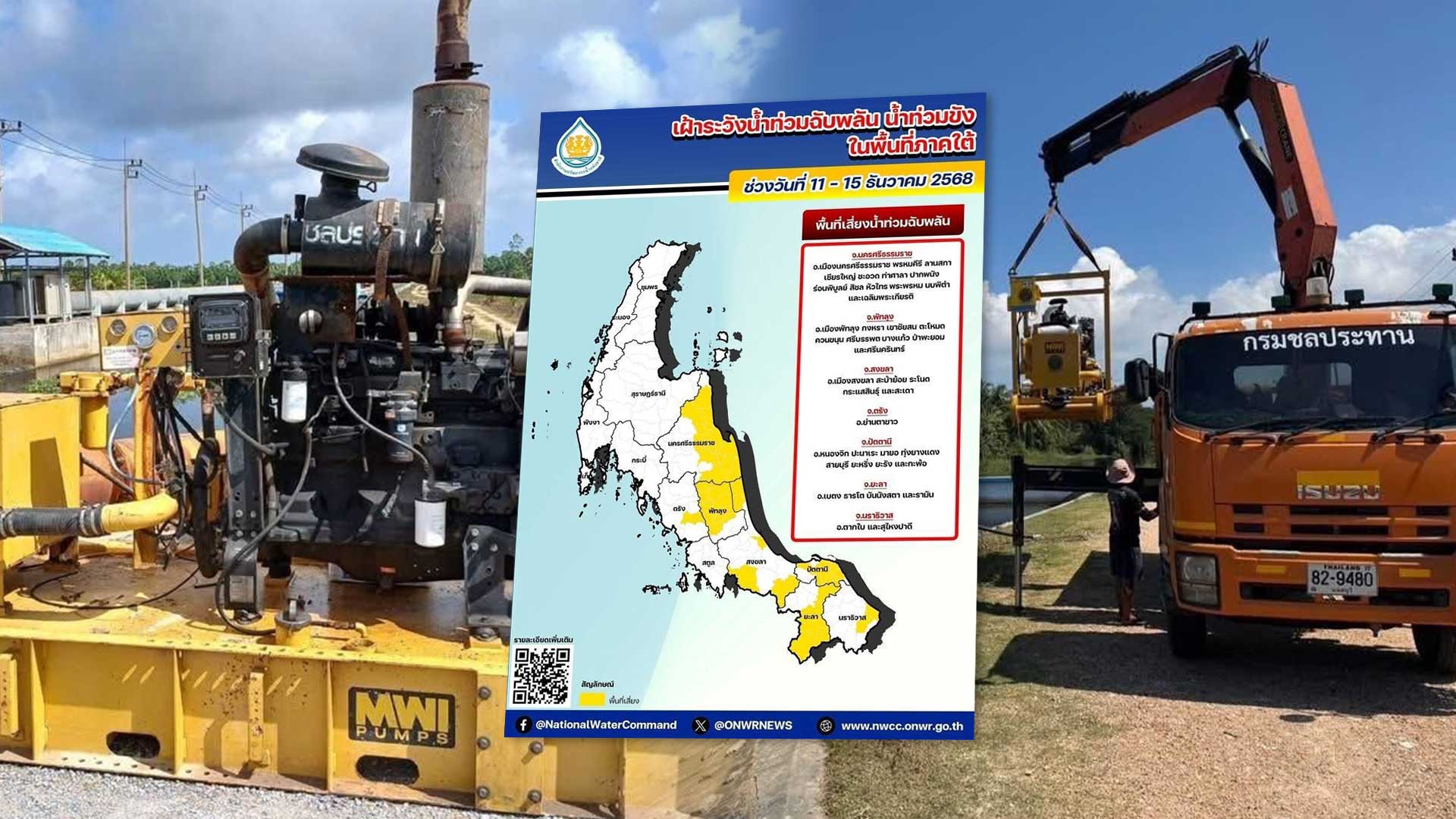 กรมชลฯ สั่งเฝ้าระวังและเตรียมเครื่องจักรรับมือฝนหนักภาคใต้ 11–15 ธ.ค. นี้ 1 กรมชลฯ สั่งเฝ้าระวัง3