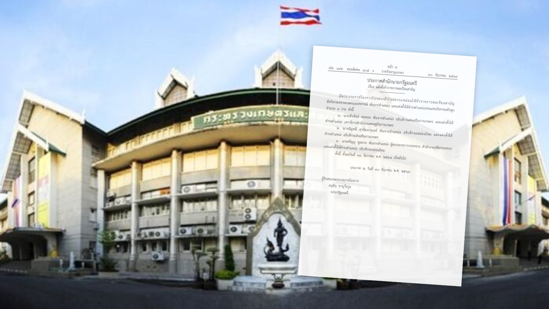 ราชกิจจาฯประกาศโยกย้าย ขรก.กระทรวงเกษตรฯ โยกย้าย2