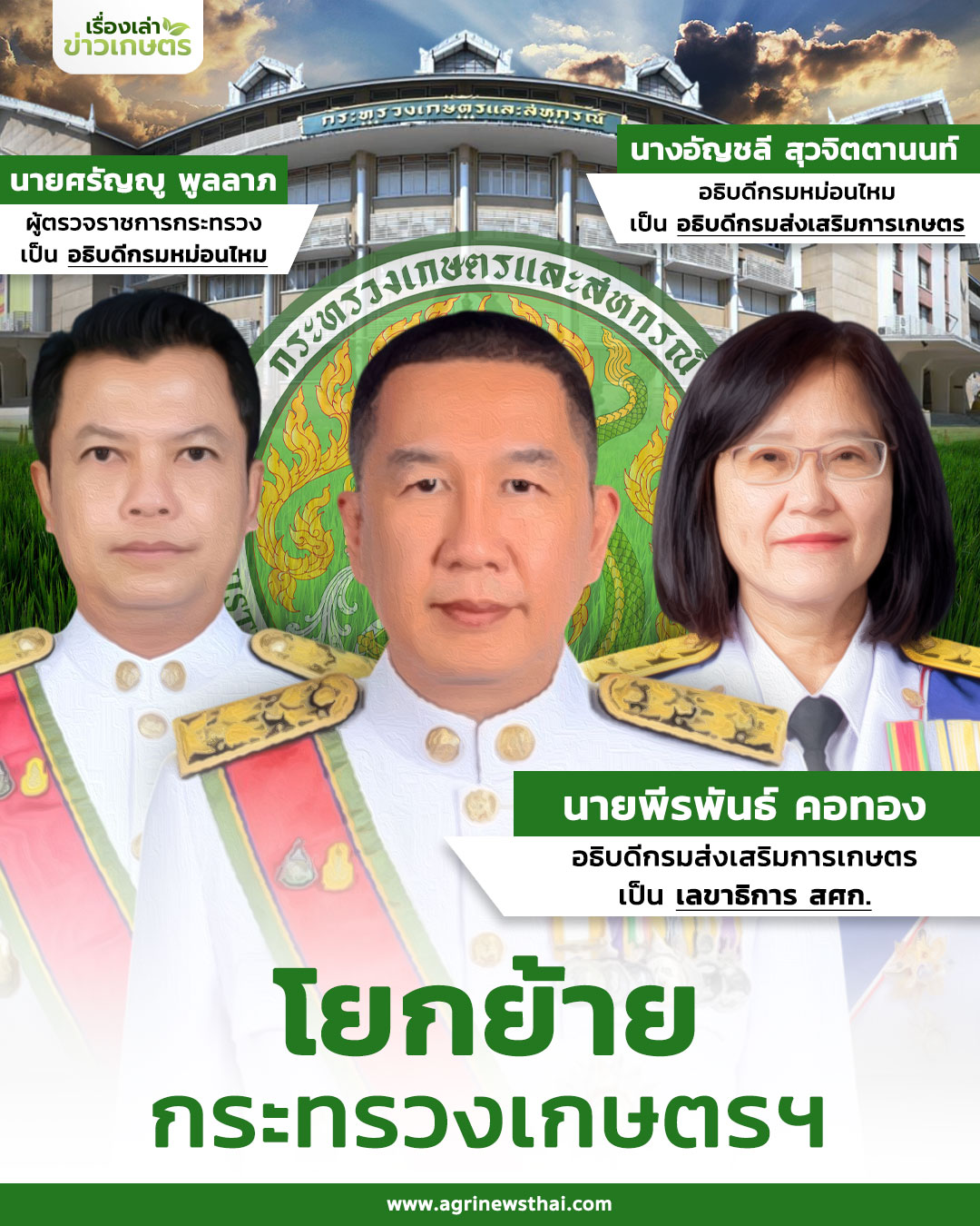 ครม. อนุมัติแต่งตั้งข้าราชการระดับสูงกระทรวงเกษตรฯ- โยกย้ายกระทรวงเกษตรฯ